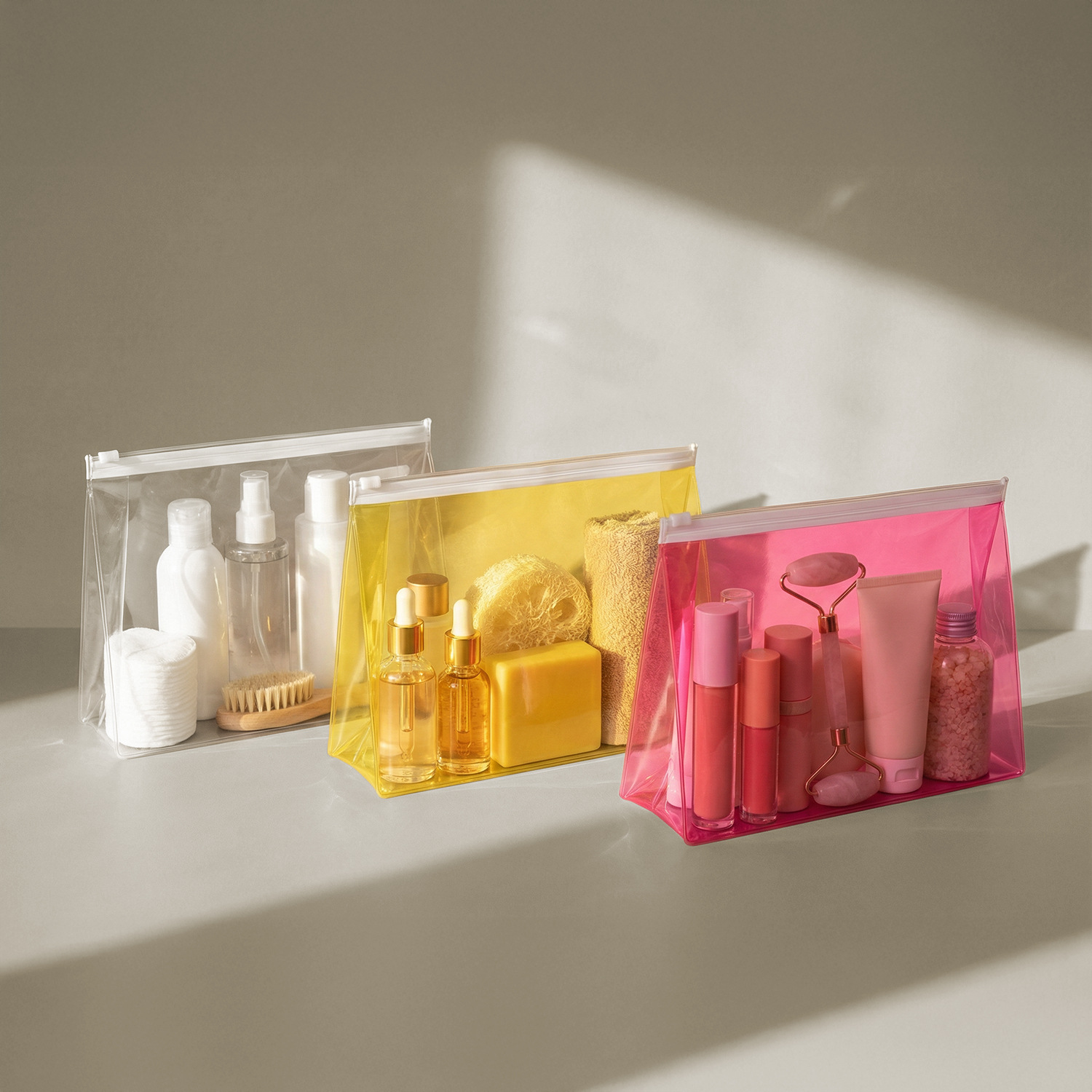 Trousse toilette en plastique personnalisée Sophie Bleu clair